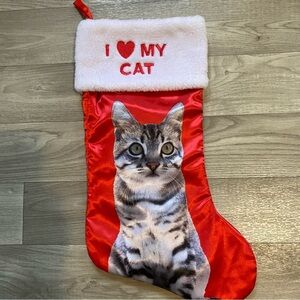 I ❤️ My Cat Christmas Stocking 9X17 Red & White
